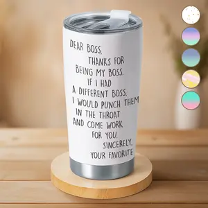 [Good deal] SMS – Dear Boss Funny 20 Oz Stainless Steel Tumbler - Sarcastic Appreciation Gift From Favorite Employee, Hilarious Office Drinkware For Bosses, Boss’s Day Cup, For Office Christmas Gift