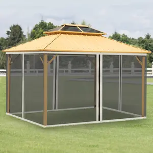 SAVEYOUR Outsunny 10' x 13' Replacement Mesh Sidewall Netting for Patio Gazebos and Canopy Tents with Zippers Cream Durable Polyester Material Easy Installation
