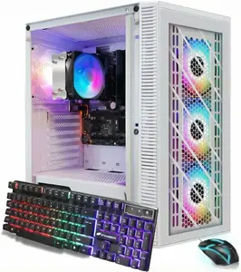 STGAubron RGB PC Computer Desktop, AMD Ryzen 7 5700G up to 4.6G, 16GB DDR4, 1TB SSD, WiFi & BT 5.2, RGB Fan*4, RGB Keyboard & Mouse, Windows 11 Home