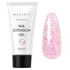 【Classic model】Makartt Poly Builder Gel 50ML | Glitter Clear for Extensions & Strengthening | Multifunctional Hard Gel (Salon & Home Use) | Excludes Nail Forms