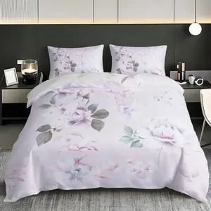 3pc floral pattern bedding set, floral duvet set, including 1 duvet cover and 2 pillowcases, suitable for single beds, double beds, multiple sizes to choose from, suitable for bedrooms, dormitories, guest rooms, and hotel apartments, Soft Bedding Sets