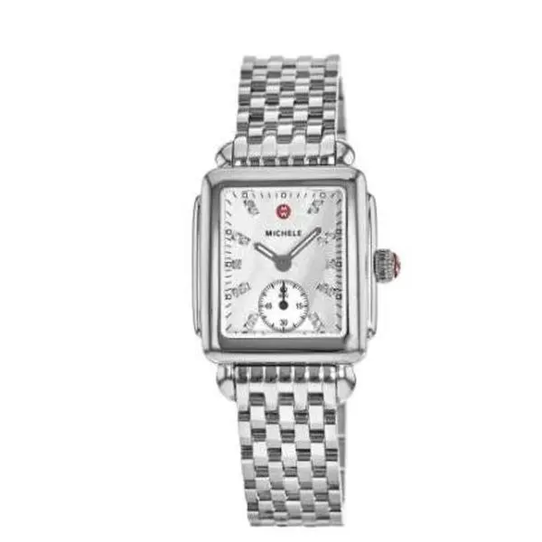 Michele Deco Mid Mother of Pearl Diamond Dial Steel Women's Watch MWW06V000002