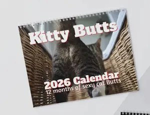 Kitty Butts 2026 Wall Calendars - Funny White Elephant, Gag, Office, Yankee Exchange Gift - Cat Lover Calendar, Kitty Wall Planner, Animal cat  calendar wall cat lover gift