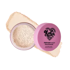 KimChi Chic Mini Puff Puff Pass Set & Bake Powder with Rice Powder & Vitamin-E, Lightweight & Translucent Makeup