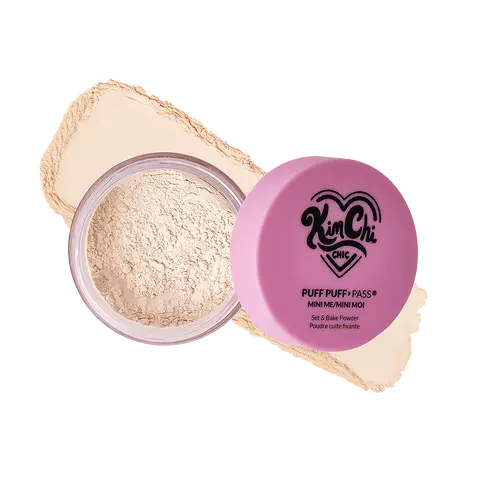 KimChi Chic Beauty Mini Me Puff Puff Pass Set & Bake Powder - 5g Loose Setting Powder, Oil Absorbing, Rice Powder, Vitamin E