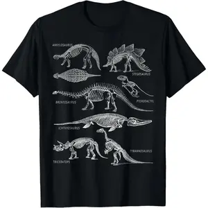 Cotton Graphic Tees Streetwear Gifts  Dinosaur Skeleton Clothing Dinosaurs Paleontology Alt Art T-Shirt