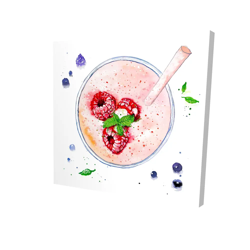 Begin Home Decor 2080-2424-GA109 24 x 24 in. Strawberry & Raspberry Smoothie Canvas - Kitchen Wall Decor