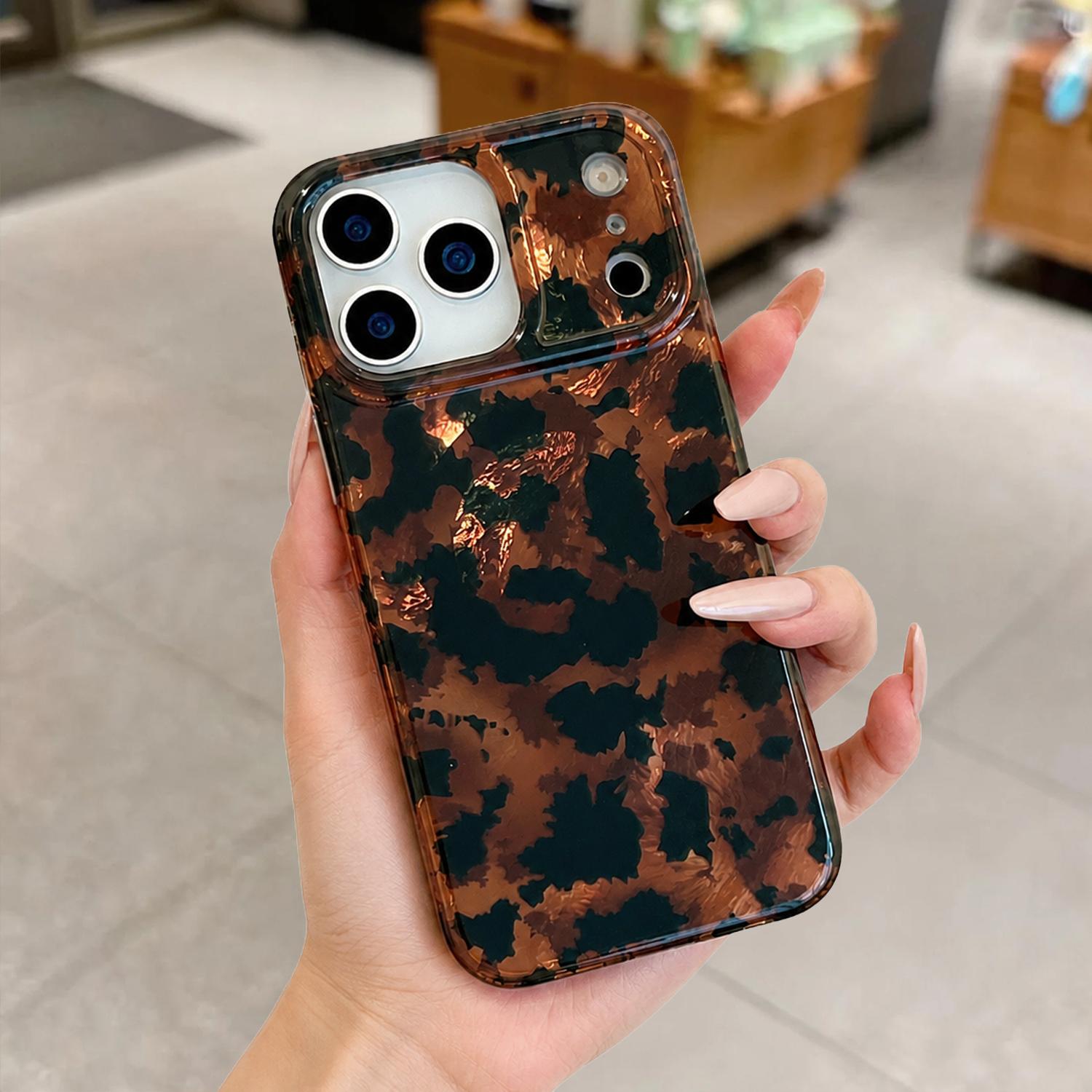 For iPhone 17 16 15 Pro Max Leopard Print Shockproof Cute Luxury Bling Sparkle Translucent Clear Vintage Cheetah Print Silicone Phone Case for Girls Women