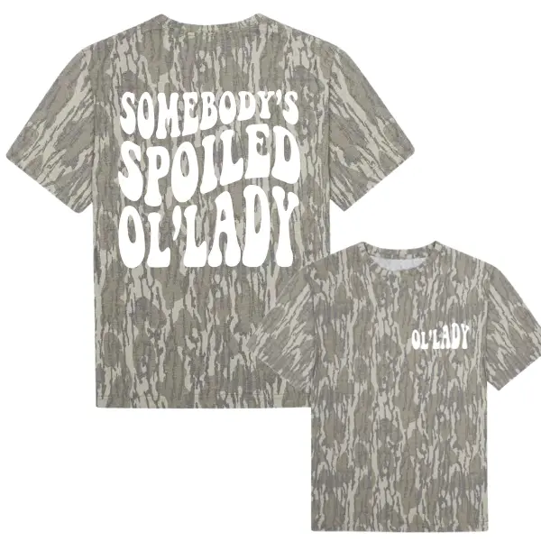 Somebody's Spoiled Ol' Lady Mossy Oak Washed Out Camo Tee - Original Bottomland T-Shirt for Men/ Girl, Stylish Design for Streetwear, Camo Shirt