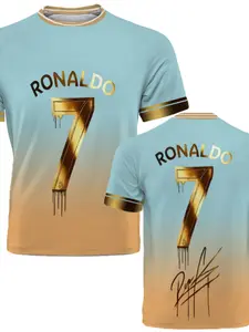 Football Star Ronaldo's Stylish Signed Jersey Fan Gift Daily Wear Outdoor Sports Breathable