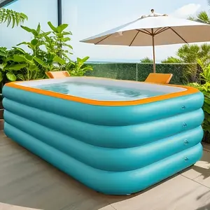 Easy-to-install Inflatable Pool For Home Entertainment-durable PVC, Contains Multiple Components And Requires No Power Supply-perfect For Backyard Water Parties