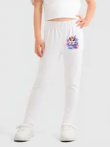 Soft Comfortable Girls' Sports Pants, Cute Hamster Print, Casual Outdoor Wear, Spring Fall, High Elastic Breathable Long Pants