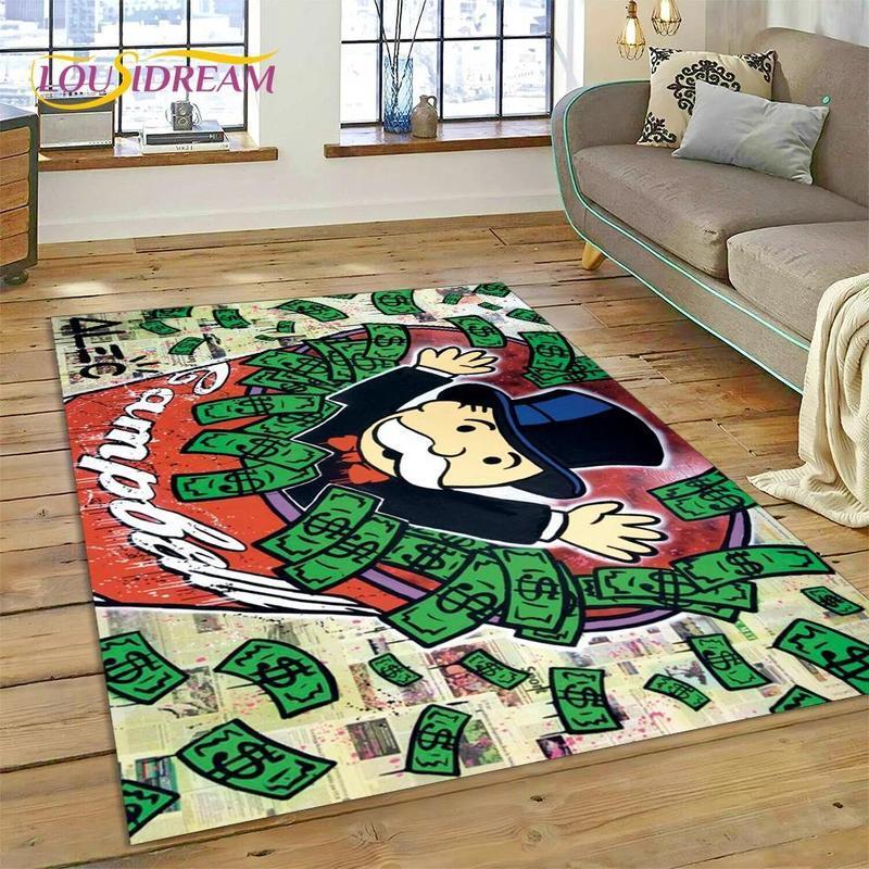 Game Dollar Monopoly Cartoon Money Rug Carpet for Living Room Bedroom Home Decor,Floor Mat Non-slip Decoration for Sofa Doormat house plush modern floor rug