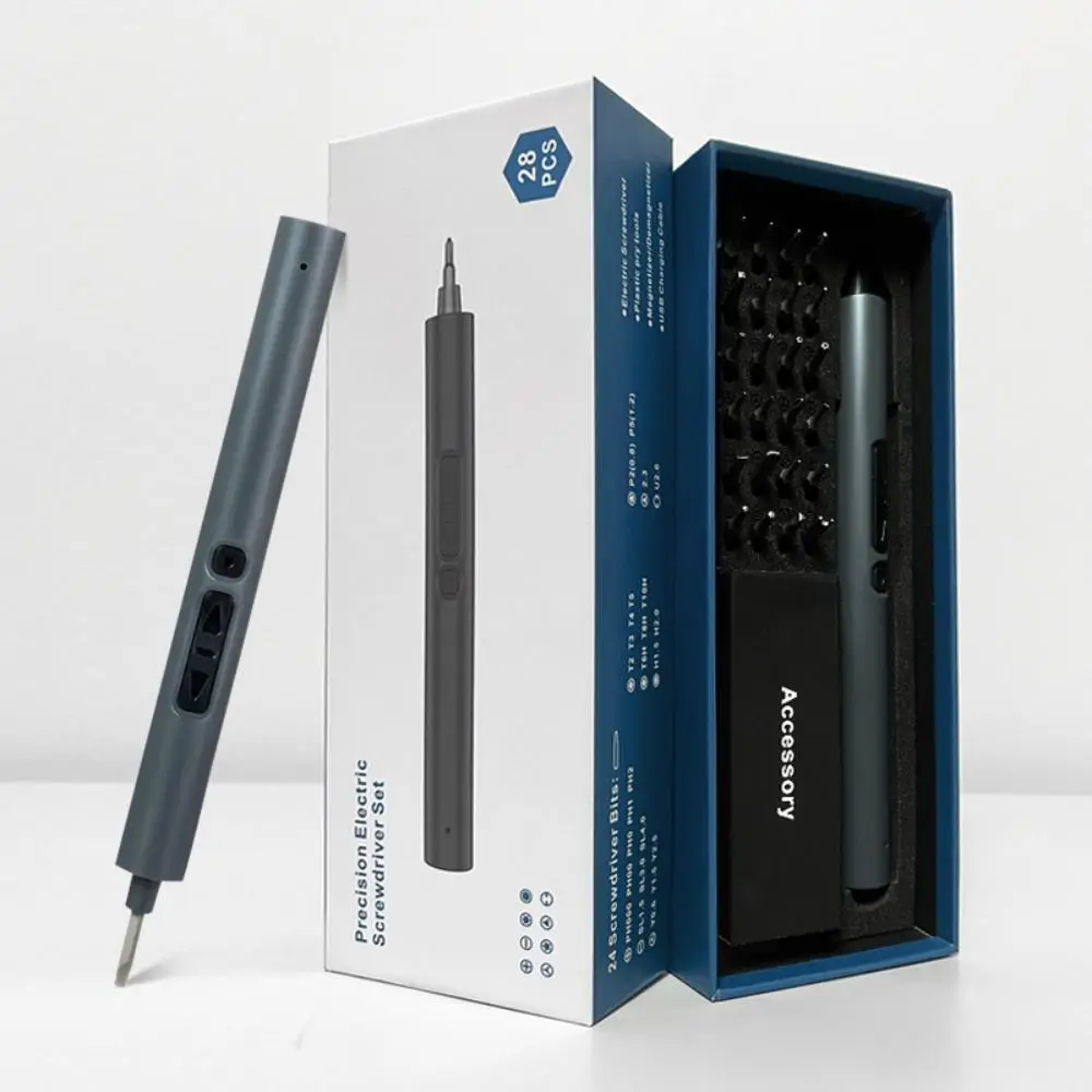 28 In 1 Electric Screwdriver Set, USB Fast Charging Electric Screwdriver, Portable Screwdriver Kit With LED Light, Mini Cordless Magnetic Screw Repair