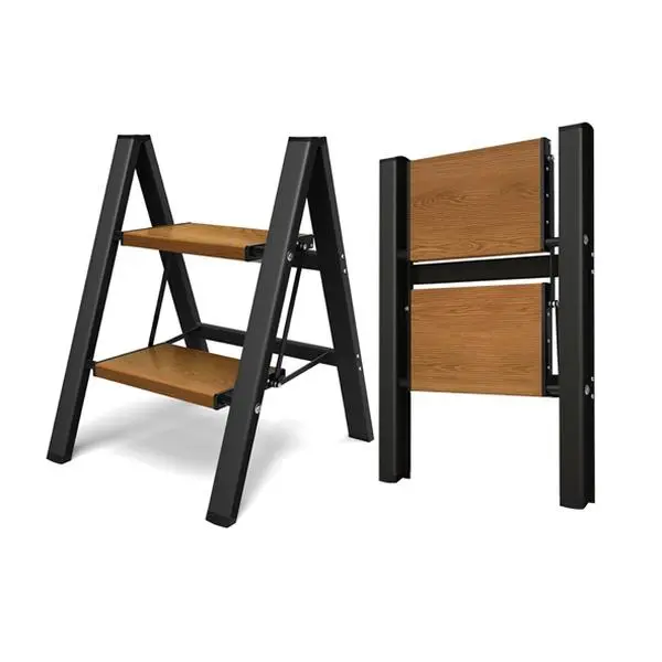 Taranta 2 Step Ladder,Aluminum Lightweight Folding 2 Step Stool with Anti-Slip Wide Pedal, 330lbs Capacity Step Ladder for Household,Kitchen,Office - Black