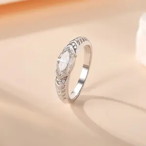 2CTS925 Sterling Silver Moissanite Ring, Marquise Cut Moissanite, D Color VVS1, High Quality Jewelry, Perfect For Valentine'S Day, Christmas, Mother'S Day, Anniversary And Birthday Gifts