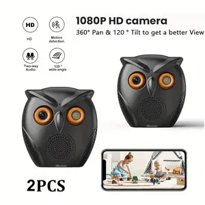 2pcs Owl-Shaped for Home Security Camera HD Surveillance, Smart Human Detection, USB Powered, Wireless Monitoring for Home & Small Stores, Alarm System, for Home Security Solution | Owl Design | Smart Surveillance【Nkccnur】