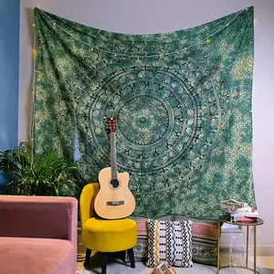 1Pc Bohemian Mandala Printed Tapestry, Boho Floral Design, Polyester Tapestry, Tapestry Wall Mural, Wall Hanging Living Room Bedroom Office, Home Decoration Room Decoration Party Decoration, with Free Installation Package