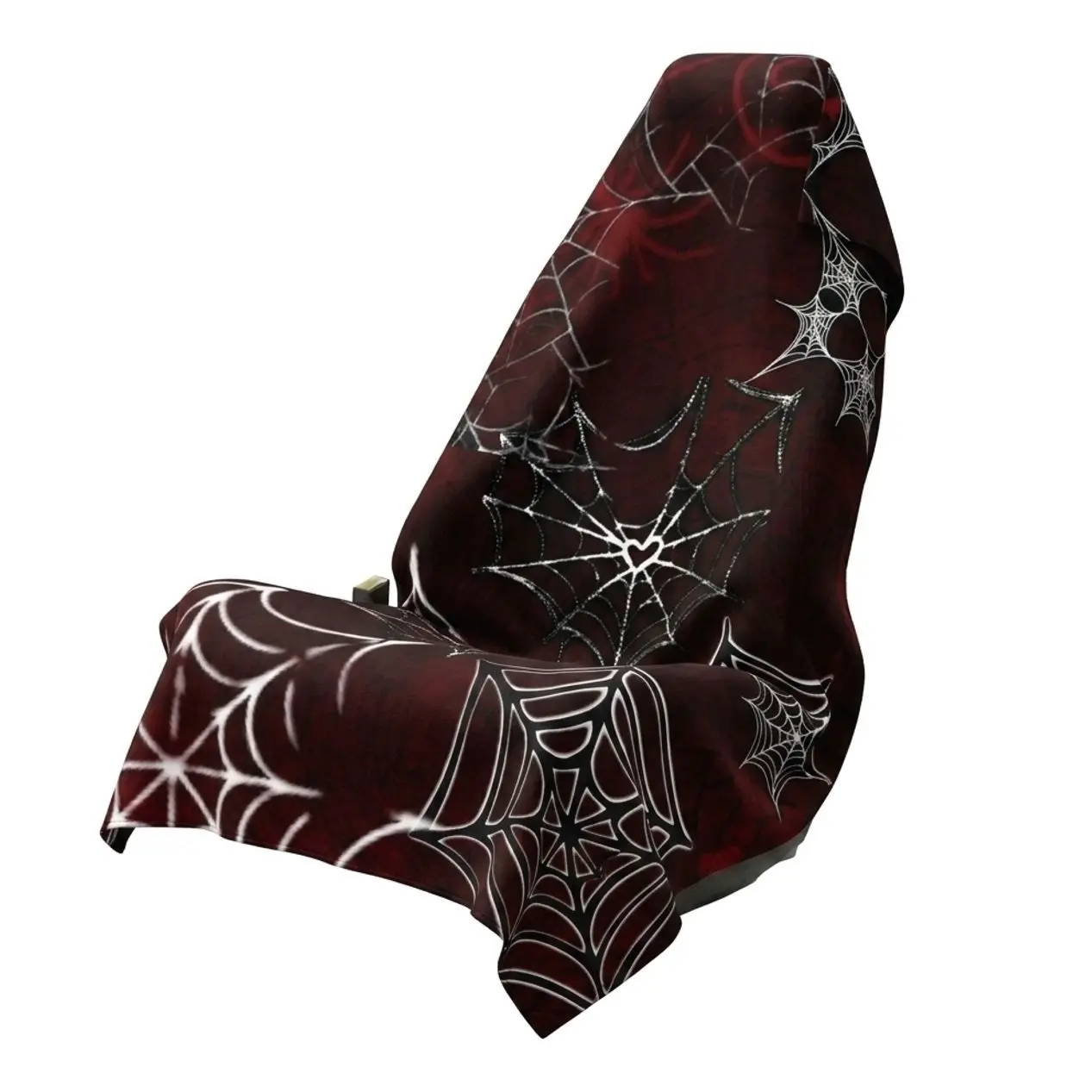 Gothic Spider Web Car Seat Cover Red Black Halloween Aesthetic Cute Heart Web Universal Auto Seat Cover Gift for Women