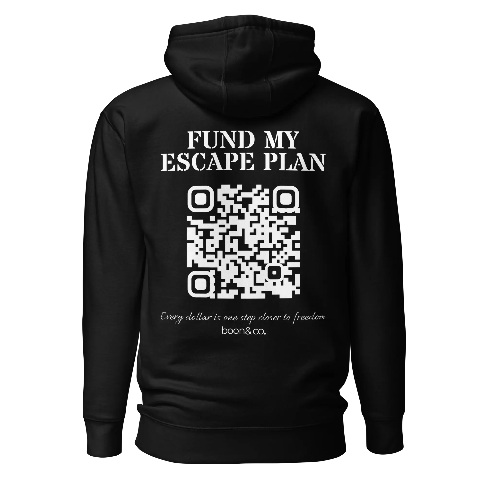 Fund My Escape Plan - Only Real Full Control QR Code Hoodie Cotton Menswear Pocket Outfit