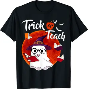 Trick Or Teach Cute Boo Witch Halloween Teacher Costume T-Shirt - Janessaho Shop 20B09HDML57F