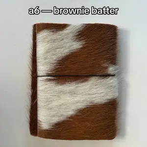 A6 Cowhide Double Entry Journal, Brownie Batter