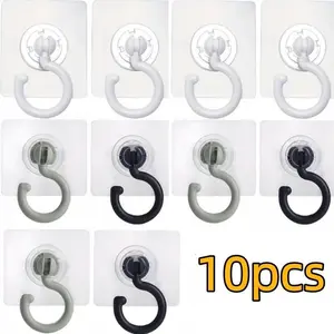10 Piece Rotatable Sticky Hooks for Wind Chimes, Plants, Ceiling Decor, No Drill Ceiling Hooks, Strong Adhesive Clothes Hangers