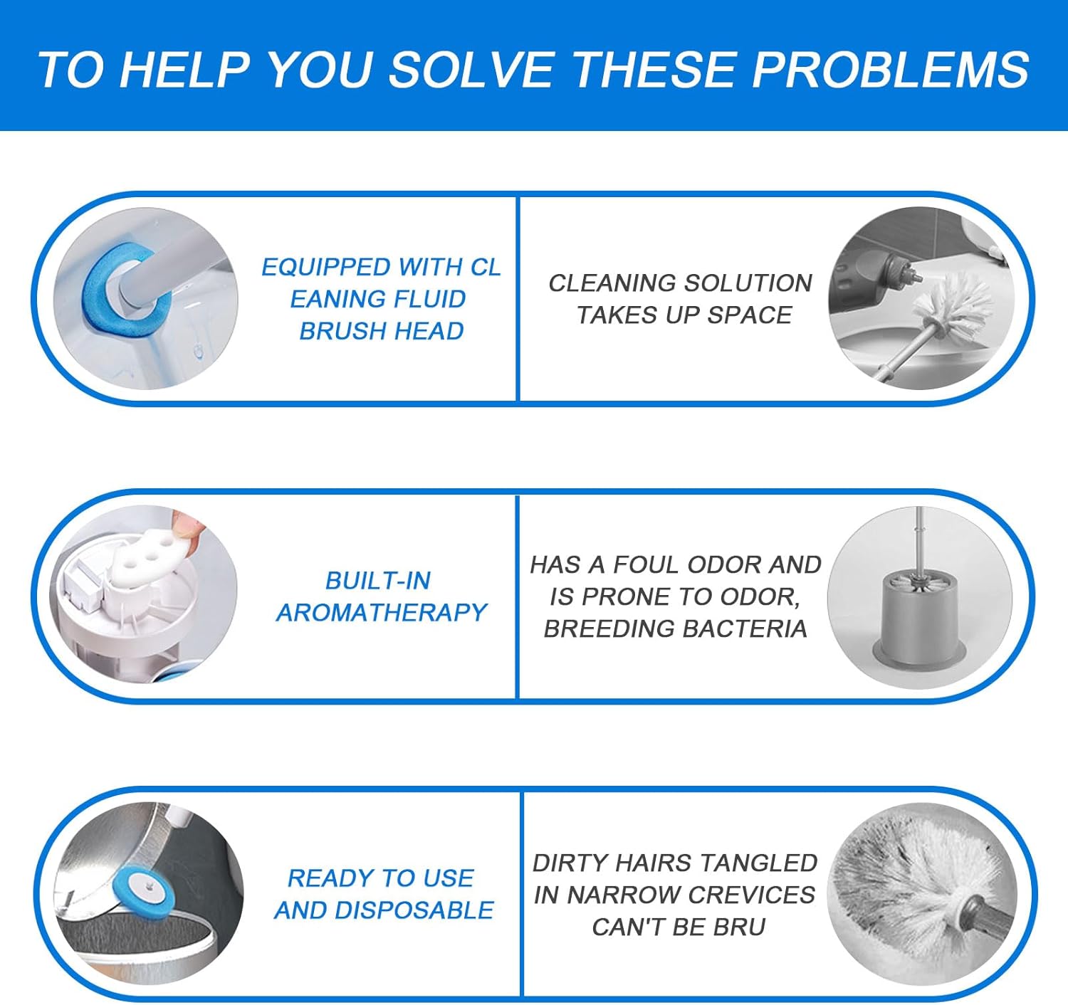 Disposable Toilet Brush, Toilet Bowl Wand Holder Set with 24PCS Cleaner Refills, Bathroom Cleaning System for Sink Bathtub Drain Wash Basin Urinal，Wall-Mount Scrubbing Toilet Brush Bathroom Cleaning Kit，Mother's Day