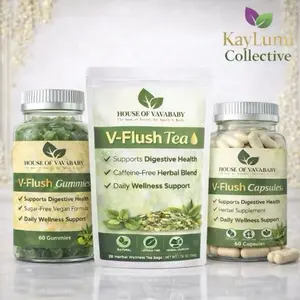 House of VavaBaby V-Flush Gummies capsule & Herbal Tea Set - Supports Digestive Health, Promotes Daily Wellness, Caffeine-Free & Sugar-Free Beverage