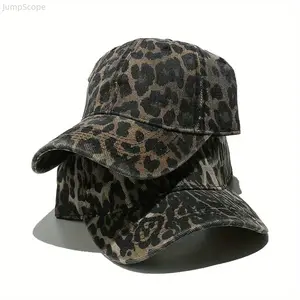 Women 2026 Spring Summer Leopard Print Baseball Cap, Wool Blend Fashion Versatile Sun Hat, Trendy Casual Stylish Headwear for Daily Outdoor Matching