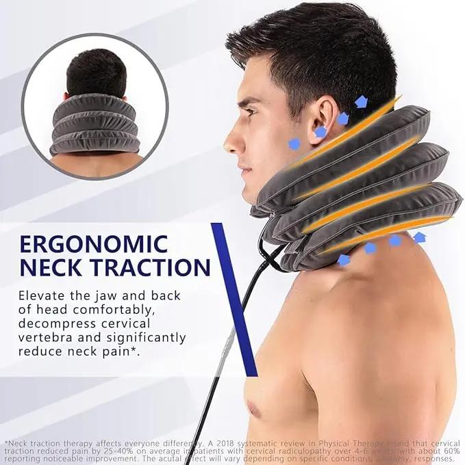 Cervical Neck Traction Device for Instant Neck Pain Relief - Inflatable & Adjustable Neck Stretcher Neck Support Brace, Neck Traction Pillow for Home Use Neck Decompression