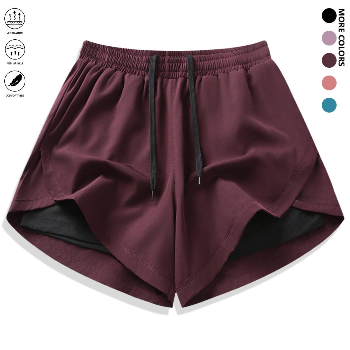 4-piece set: women’s casual athletic shorts outfit with built-in lining, drawstring, and elastic waistband — suitable for outdoor sports, fitness, running, and casual wear; women’s summer shorts bottoms.