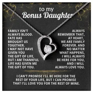 Jewelry To My Bonus Daughter From Dad, From Dad, Necklace For Bonus Daughter, Birthday, Step Daughter, Family Forever #1682, White Forever Love Necklace Christmas Gifts, Jewelry Gifts, Birthday Gifts