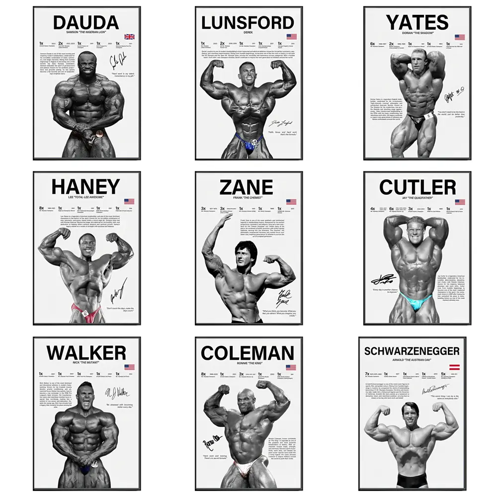 Bodybuilding Athlete Poster And Prints Gym Motivation Wall Art Haney Zane Yates Dauda Cutler Walker Signature Canvas Painting
