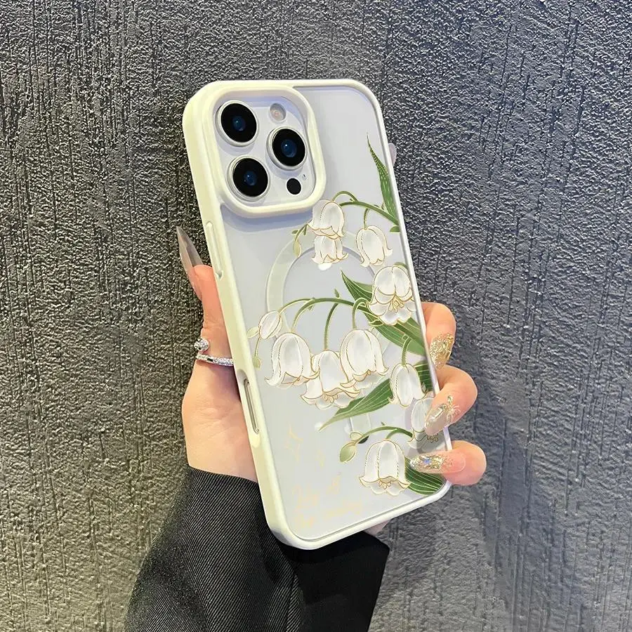 Phone Case Suitable for Iphone 11/12/13/14/15/16/17 Pro Promax Plus Air and Samsung S22/S23/S24/S25 Plus Ultra Fe,Valley Lily Pattern Shockproof Anti-Scratch Non-Yellowing Transparent Stylish Smartphone Cover Gift, Aesthetic, Accessories