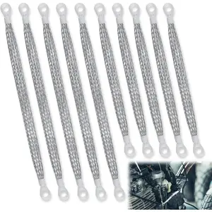 10pcs Universal Automotive Ground Straps, 10/12 inch Engine Ground Strap Kit Braided Copper Ground Straps Automotive Ground Strap Wire Ground Strap Connectors for Most Cars (Silver)