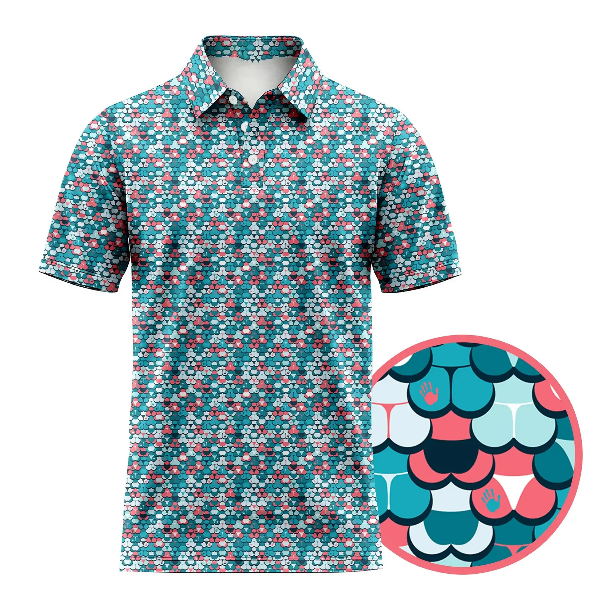 Eyes Up Here - American Butt Junk in the trunk Funny Pattern Men's  Golf Ball Funny Polo Shirt