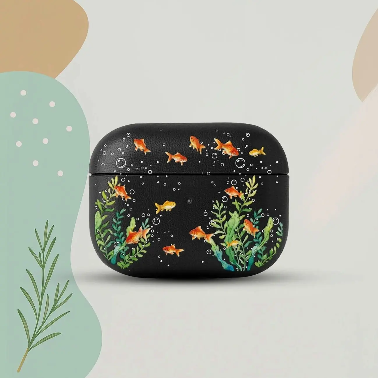 Goldfish AirPods 4 Eco Leather Case, Aquarium Fish AirPods Cover, Cute Underwater AirPods Case