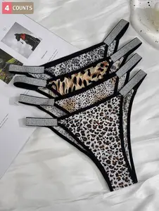 Women's Leopard Print Invisible Panties, Buttery Soft Seamless Underwear. Stretchy Breathable Briefs for Everyday Comfort. criss cross sticky storage sheer  lace scoop  wireless  tshirt popilush Elegant Bra Set  and  mesh full  support