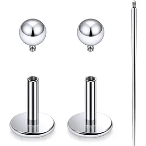 20G 18G 16G Internally Threaded Astm F136 Titanium Nose Ring Studs Flat Back Studs Earrings G23 Titanium Tragus Helix Conch Cartilage Lobe Earrings Piercing Jewelry For Women Men 6MM 8MM