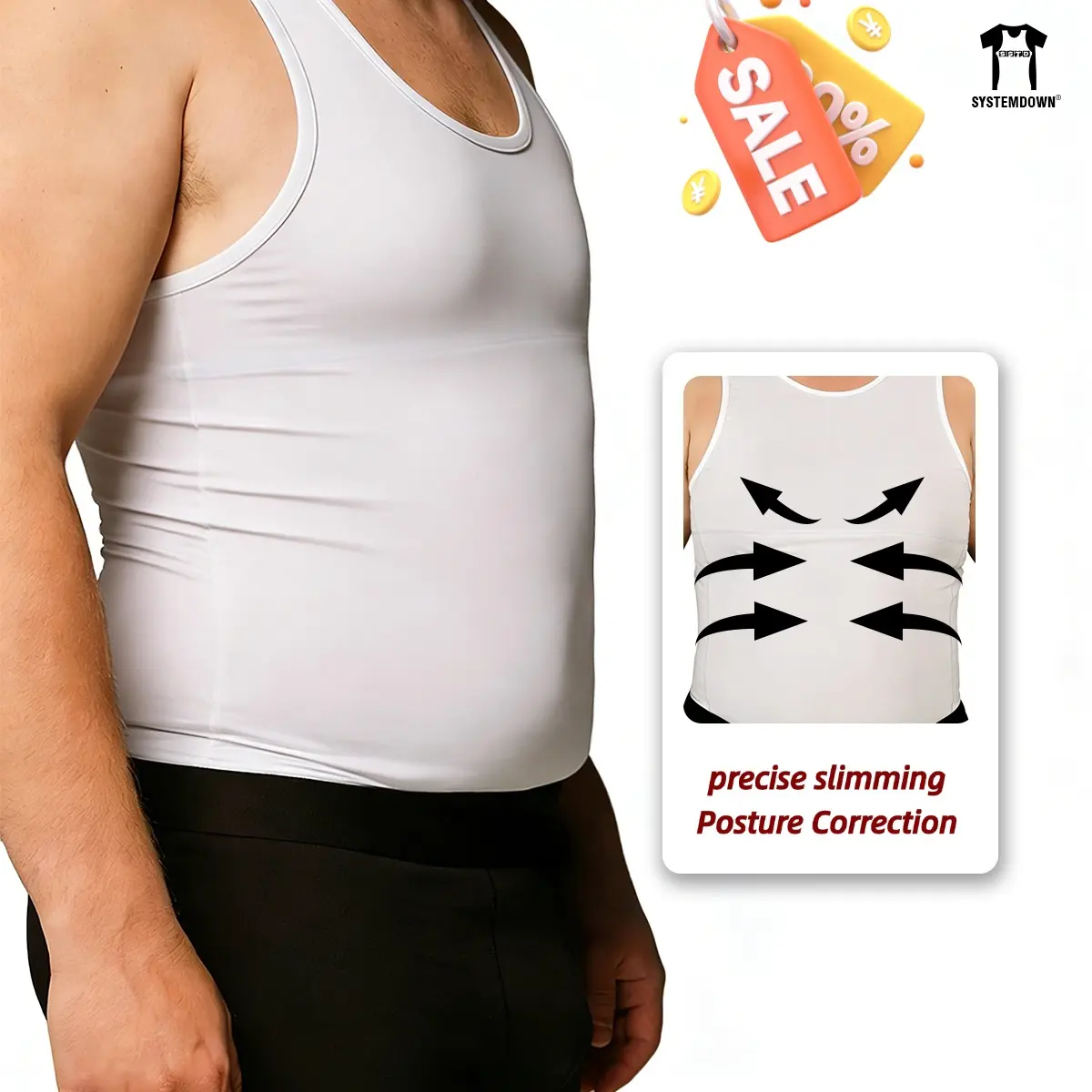Men’s Silky Soft Compression Shapewear Tank, Leaner Silhouette Shaper Vest with Waist & Ches Support, Stretchy, Breathable Muscle Tank for Daily Comfort, Menswear, Tanktop,fathersdaygift
