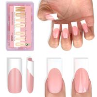 Meidum Sharp Square White French Tip Baby Pink 