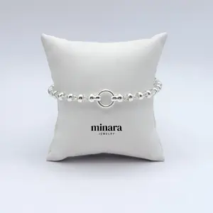 950 Silver KARMA Bracelet with Donut-Shaped Beads Circular Ring and Adjustable Extension for Versatile Wear