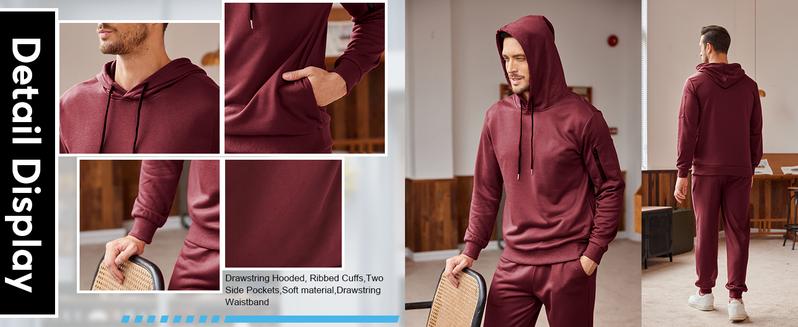 COOFANDY Men's Tracksuit 2 Pack Hooded Athletic Sweatsuits Casual Running Jogging Sport Suit Sets