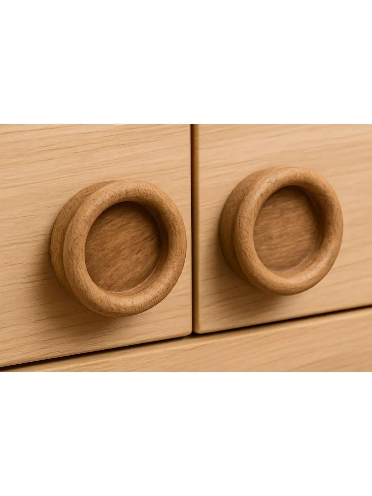 HomeRoots 476578 Brown Wood Recessed Round Drawer Pull Knobs - Decorative Handles Doorknobs, Easy Install Doorknobs, Set of 2