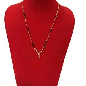Traditional Ball Design Magalsutra Necklace with Gold Accents and Black Beads for Women