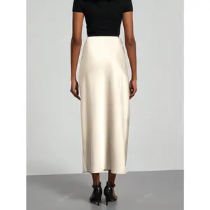 Women's Elastic Satin Silk Texture Midi Skirt