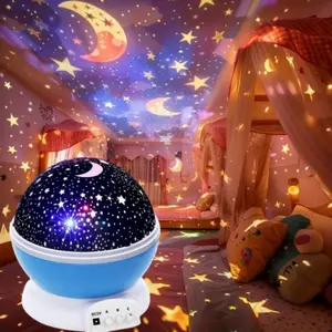 Colorful Stars and Moon Night Light Projector, Festival Small Night Lamp, Bedroom Led Lights, Bedroom Atmosphere, Modern Dream Theme Home Decor Gift