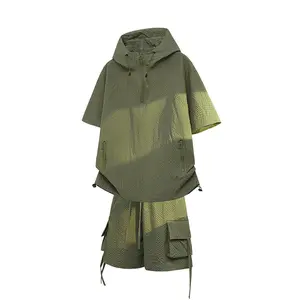 Men’s lightweight summer breathable short-sleeve top + cargo shorts two-piece set — casual, versatile for everyday wear, commuting, sports, and outdoor activities; cool feel, sun protection. #fathersdaygift #SummerWins