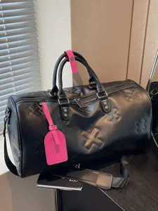 PU Leather Travel Bag, Large Capacity, Embossed Pattern, Suitable for Business and Daily Use, Durable Material, Perfect Gift Choice, Travel Duffle Bag
